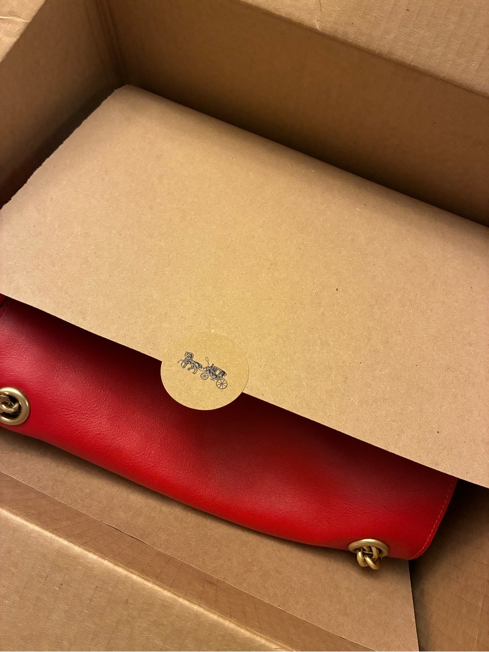 Red Leather Shoulder Bag with Gold Hardware coach Scarlett RARE*